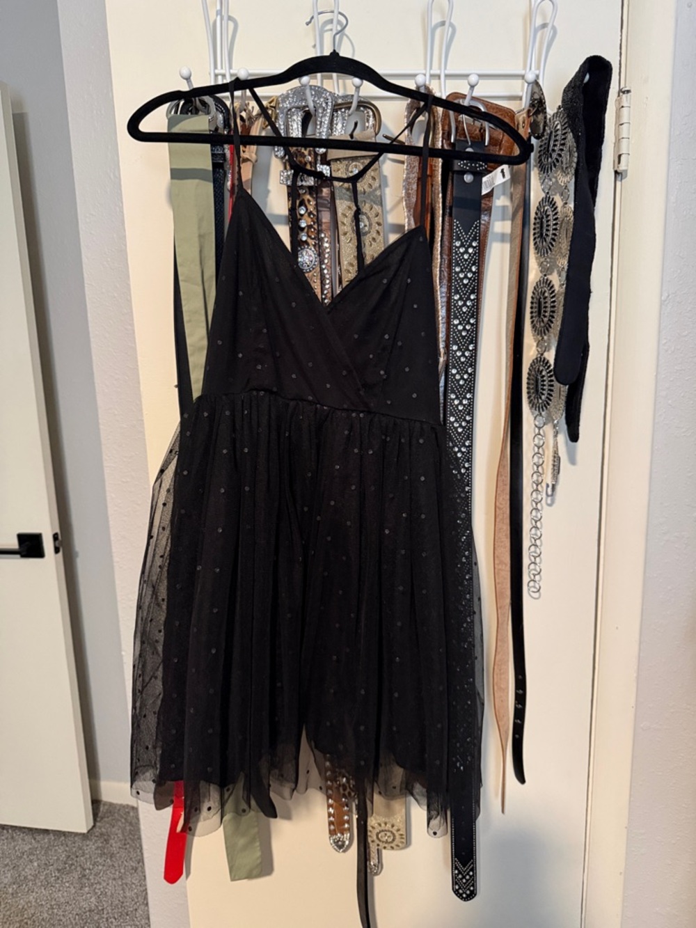 Cider Black Mini Dress with Sparkle Tulle